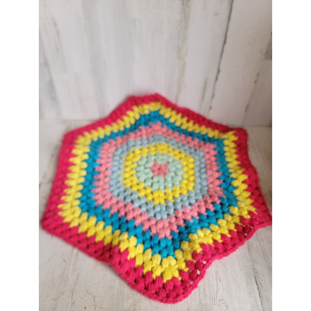 Vintage crochet rainbow colorful dolly small table runner plush home decor